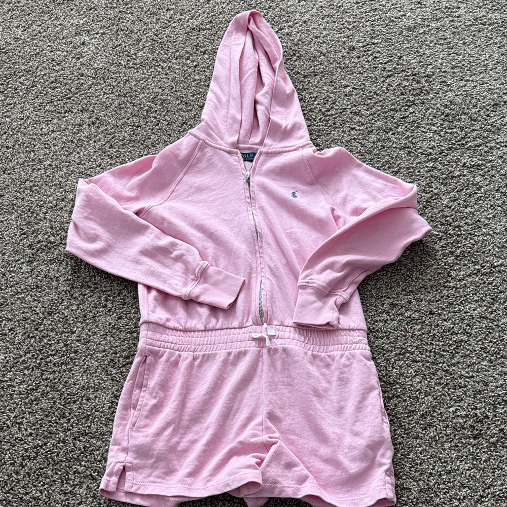 Ralph Lauren Light Pink Kids Hoodie Romper